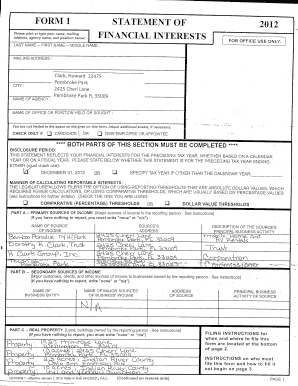 Florida Financial Interests Form 1