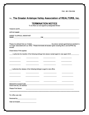 Termination Notice for Real Estate Agent