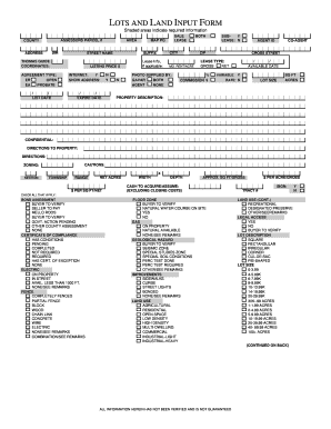 Lots and Land Input Form