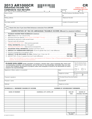 Arkansas Income Tax Composite Return Form AR1000CR