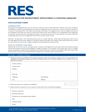Recruitment Agency Insurance Application Form