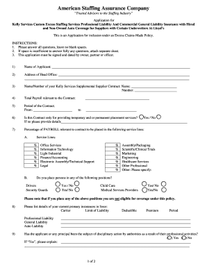 Kelly Services Custom Excess Staffing Services Application
