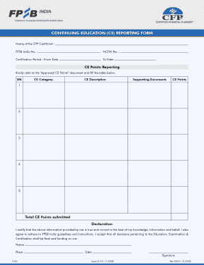 Continuing Education Reporting Form