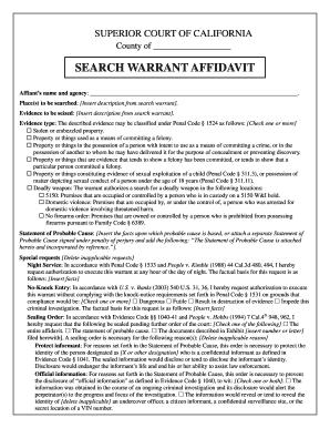 California Search Warrant Affidavit