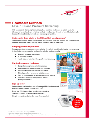 Blood Pressure Screening Service Order Form