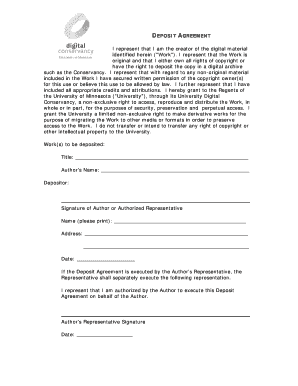 Deposit Agreement for Digital Material