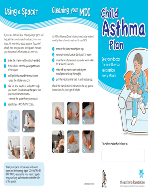 Asthma Action Plan and MDI Spacer Cleaning Instructions