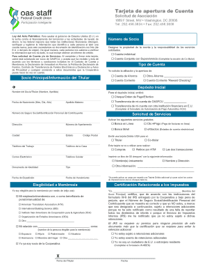 Tarjeta de apertura de Cuenta