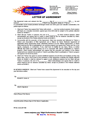 Corporate Fitness Training Agreement