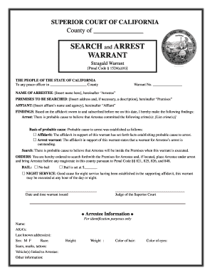 California Search and Arrest Warrant