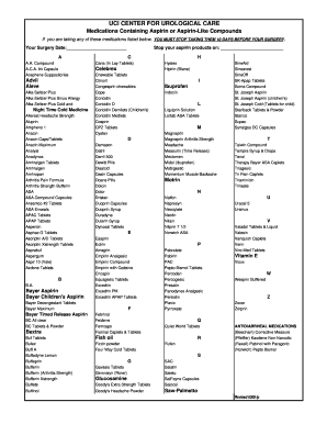 UCI Aspirin Medication Pre-Surgery Notice