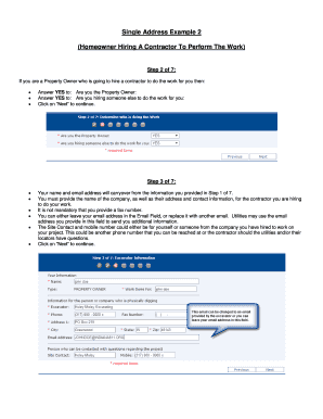 Homeowner Contractor Work Notification Form