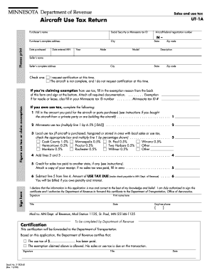 Minnesota Aircraft Use Tax Return
