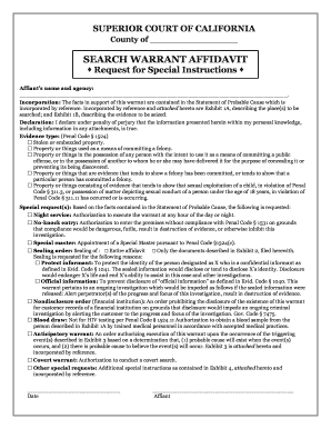 California Search Warrant Affidavit