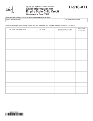 New York Empire State Child Credit Form IT-213