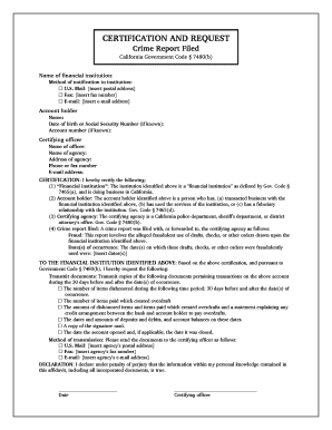 California Crime Report Certification