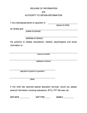 Release of Information and Authority to Obtain Information