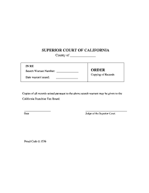 California Search Warrant Order