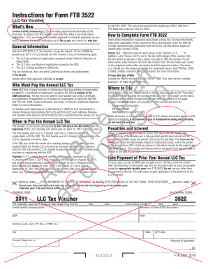 California LLC Tax Voucher Form FTB 3522