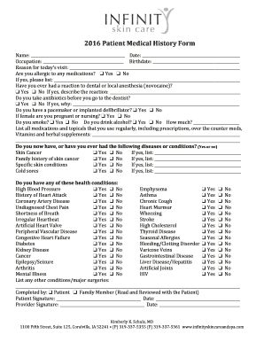 Patient Medical History Form