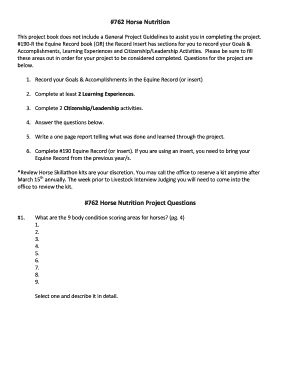 Horse Nutrition Project Book