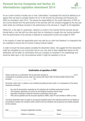 UK PAYE Compliance Declaration Form
