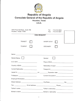 Angola Visa Application Form