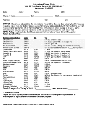 International Travel Clinic Waiver Form