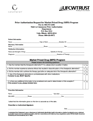 Prior Authorization Request for Market Priced Drug Program