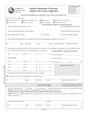 Indiana Single Event License Application