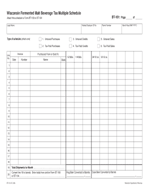 Wisconsin Fermented Malt Beverage Tax Multiple Schedule