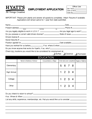 Hyatt Employment Application Form