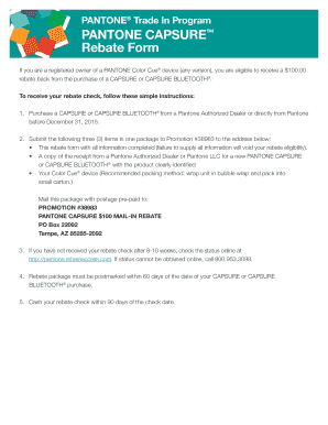 Pantone Capsure Rebate Form