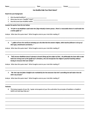 Buddhism and Golf Analysis Worksheet