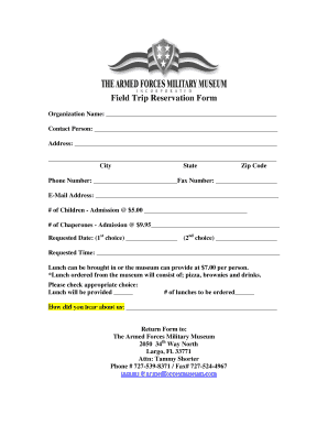 Field Trip Reservation Form