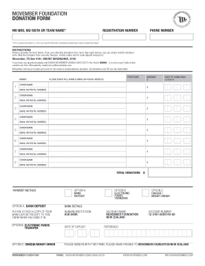 Movember Foundation Donation Form