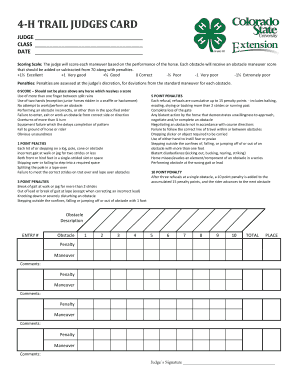 4-H Trail Judges Card