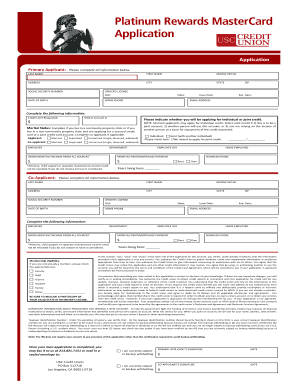 USC Credit Union Credit Card Application