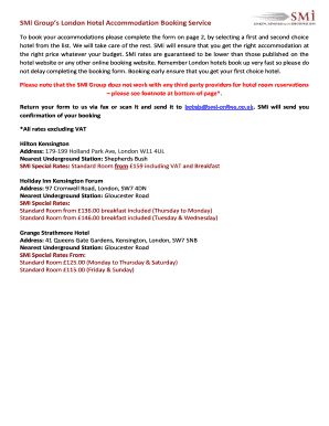 SMi Group London Hotel Accommodation Booking Form