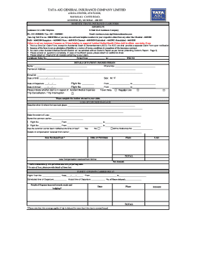 Tata-AIG Domestic Travel Insurance Claim Form