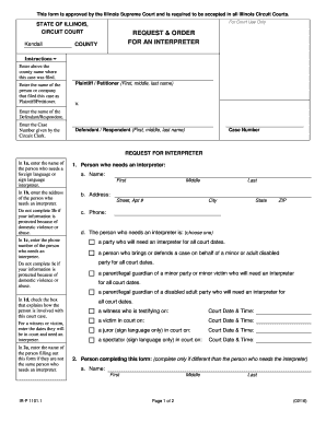 Illinois Request & Order for an Interpreter