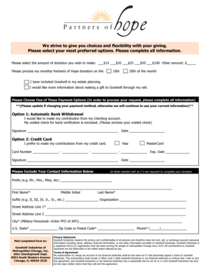 Goodwill Donation Form