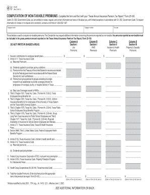 Texas Non-Taxable Premiums Form