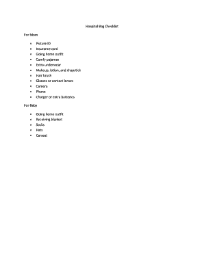 Hospital Bag Checklist