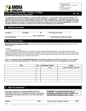 Verification Worksheet-Dependent