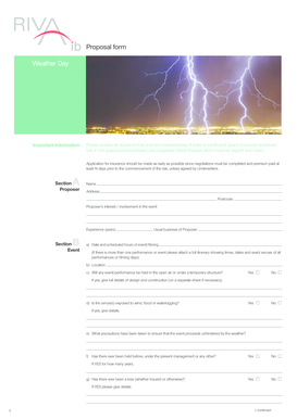 Weather Event Insurance Proposal Form