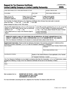 California Tax Clearance Certificate Request Form