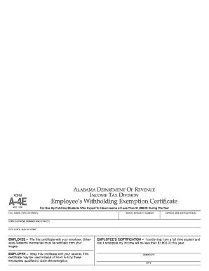 Alabama Employee Withholding Exemption Certificate