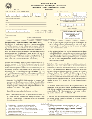 Indiana Form DB020W-NR