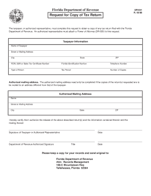Florida DR-841 Tax Return Copy Request